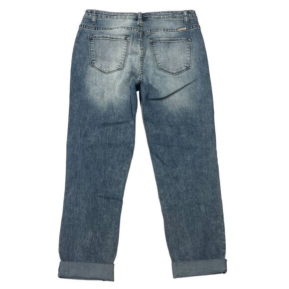 Kancan Womens Denim Jeans Distressed Straight Leg Folded Hem Size 11 - Picture 3 of 8